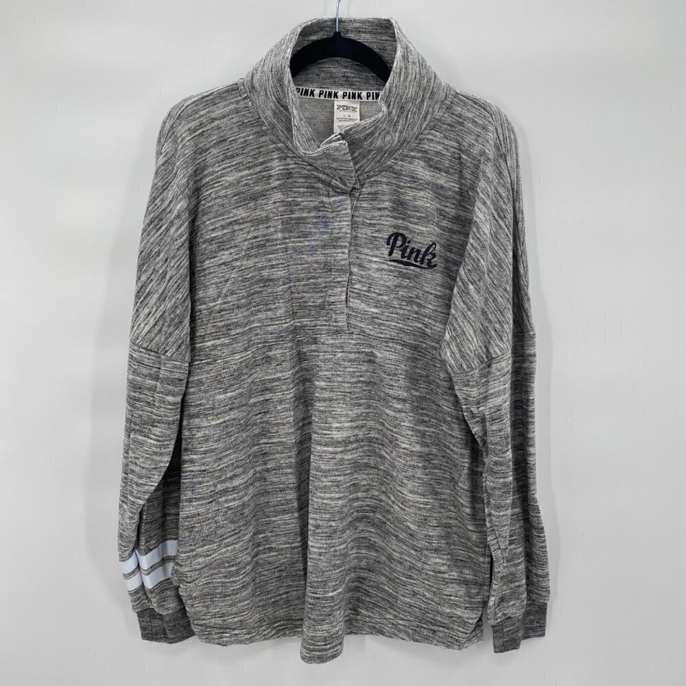 Pink Victoria’s Secret Gray Heather Long Sleeve Pullover Women’s Size L
